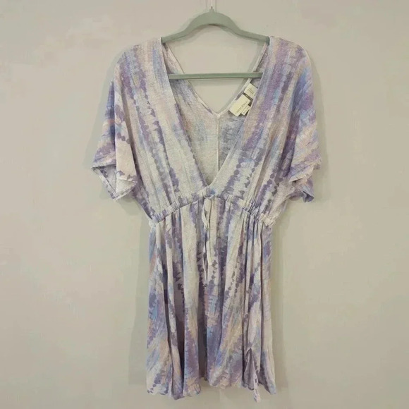 Cynthia Rowley Tie-Dye Linen V-Neck Swim Cover-up S – Pastel Shades - Picture 1 of 7